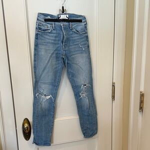 Mother The Stinger Flood Distressed Light Blue Jeans Sz 26